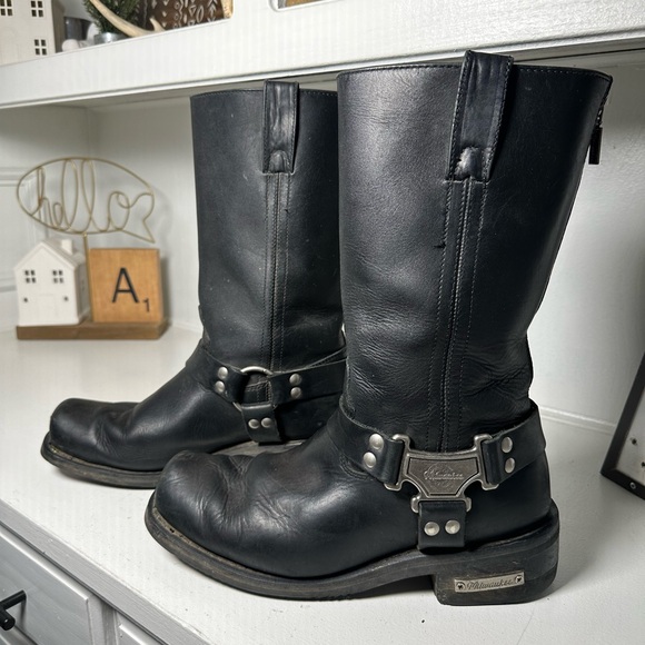 Milwaukee Other - **SOLD**Milwaukee Leather Men’s Black Harness Boots 10.5 Moto Biker Western
